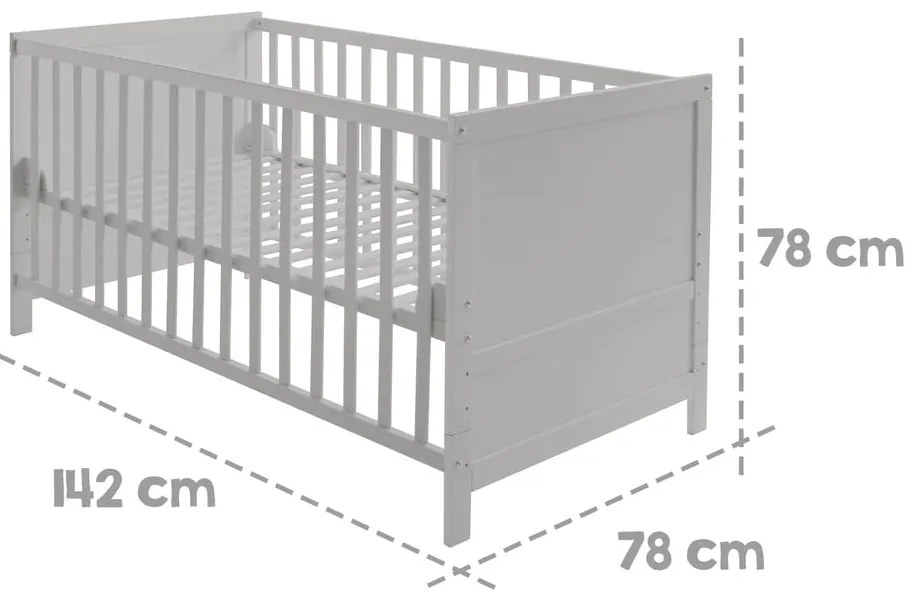 Jasnoszare łóżeczko 70x140 cm – Roba