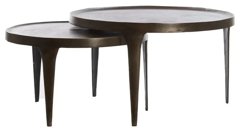 Brązowe okrągłe stoliki zestaw 2 szt. ø 75 cm Tobias – Light &amp; Living