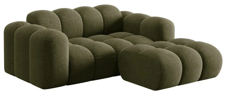 Zielony narożnik z tkaniny szenilowej (prawostronny/z szezlongiem) Treno – Cosmopolitan Design