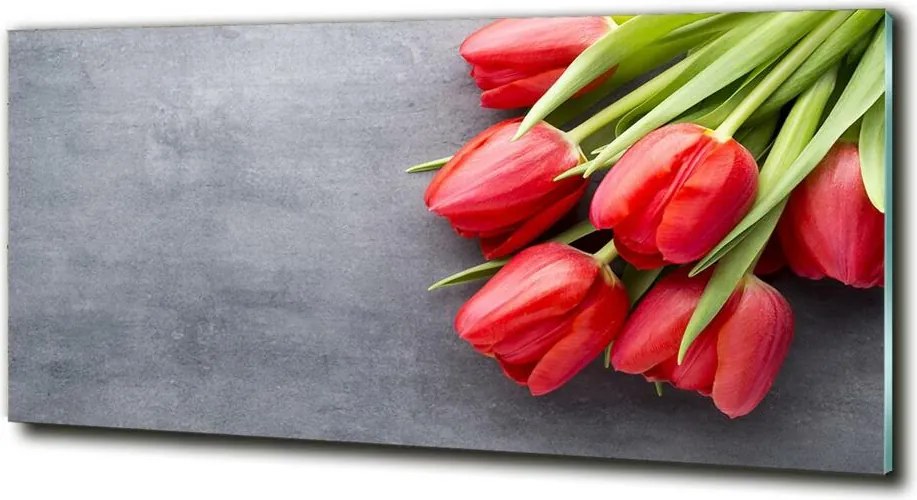 Foto obraz szklany Czerwone tulipany