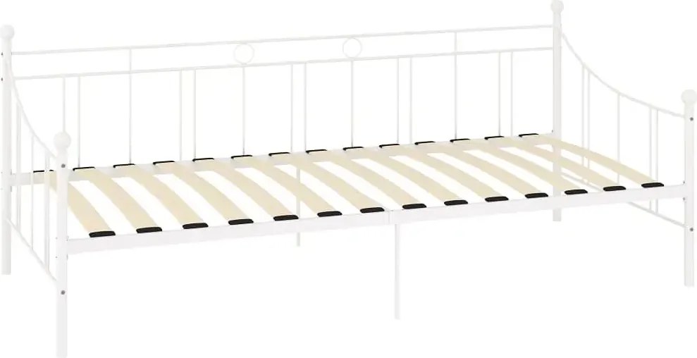 Metalowe białe łóżko jednoosobowe 90x200 cm B7-W99