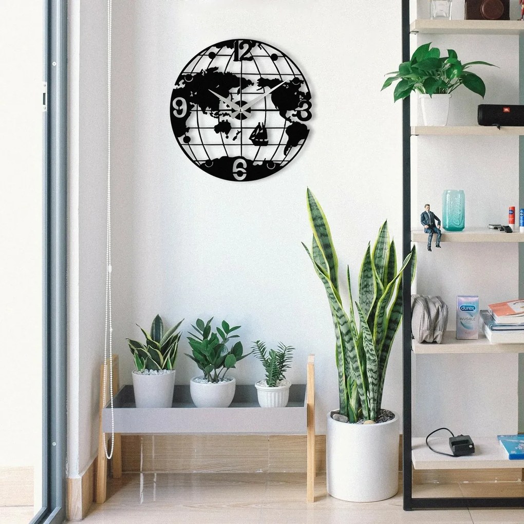 Zegar ścienny World S018 Black, 48 x 48 cm