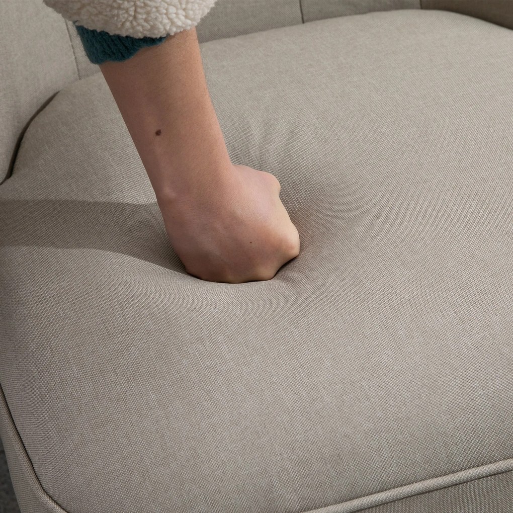 HOMCOM Fotele wypoczynkowe Fotel vintage Regulowane nóżki antypoślizgowe Krzesło lniane obicie drewniana rama Len Beżowy + czarny | Aosom PL