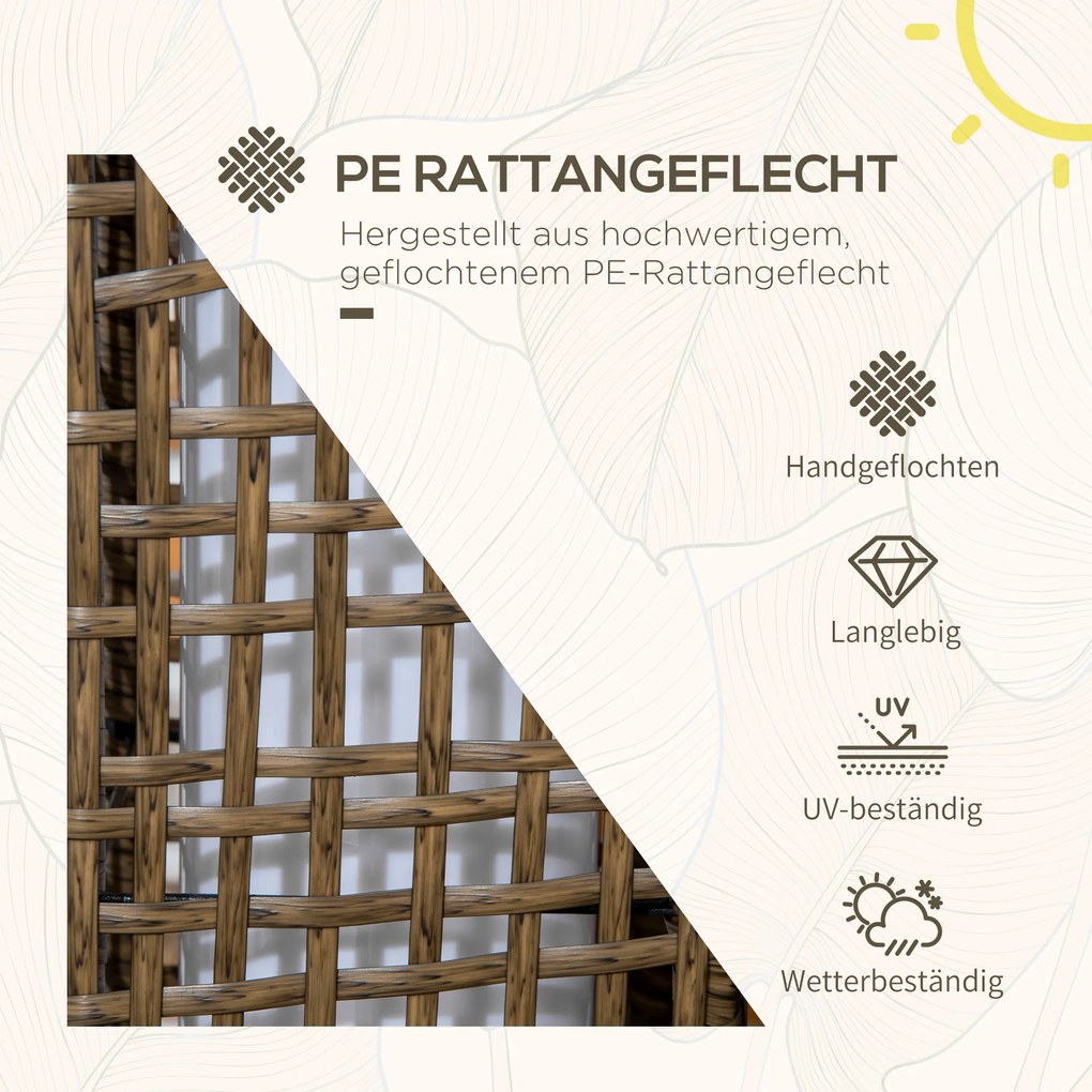 Outsunny Lampa Ogrodowa Solarna Rattan Automatyczne Włączanie 8h Świecenia 155x155x46cm | Aosom PL