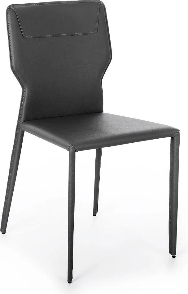 Zestaw 2 nowoczesnych krzeseł "Quito" ze skóry ekologicznej w kolorze ciemnoszarym z metalowymi nogami, 44x56 cm, 86,5 h