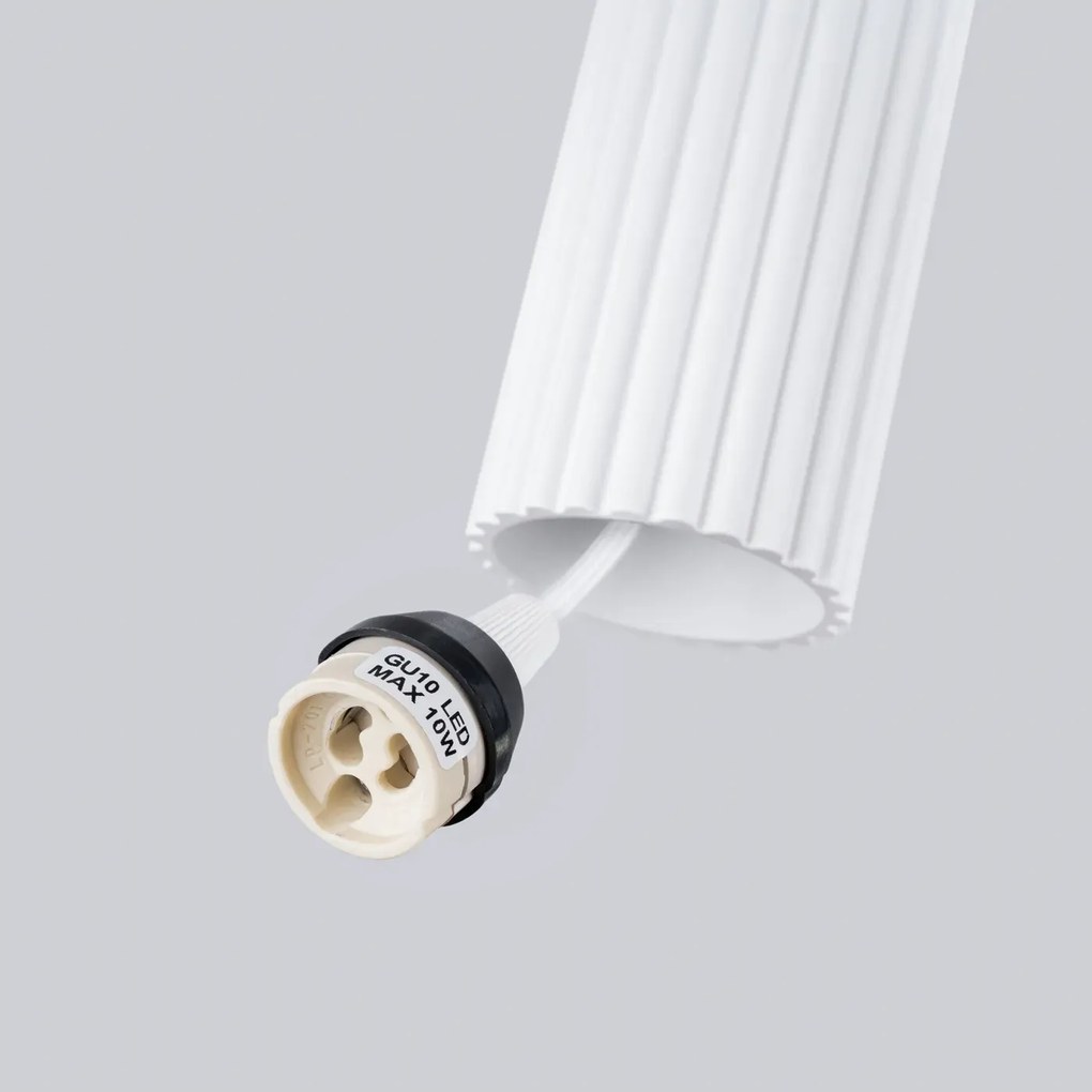 Lampa wisząca KARBON 3P biała ryflowana SOLLUX  LIGHTING
