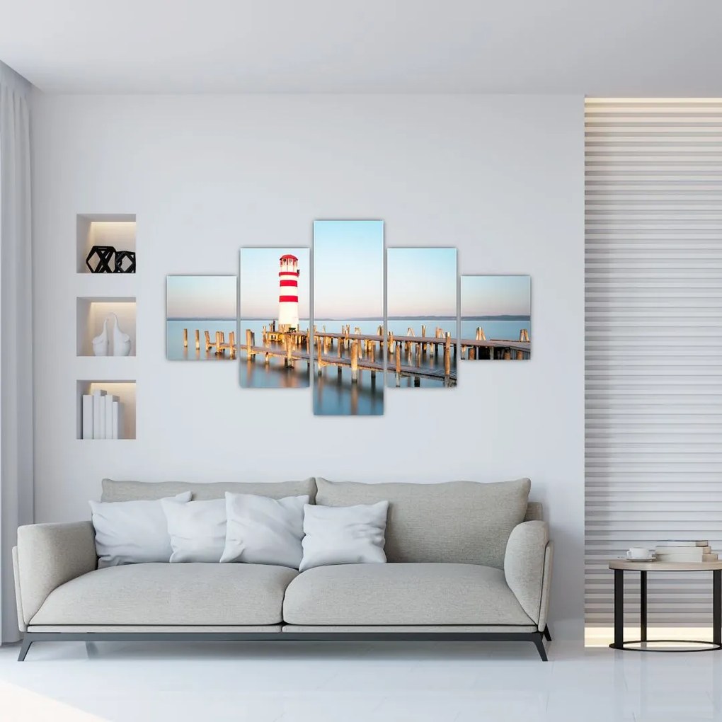 Obraz latarni morskiej o świcie (125x70 cm)