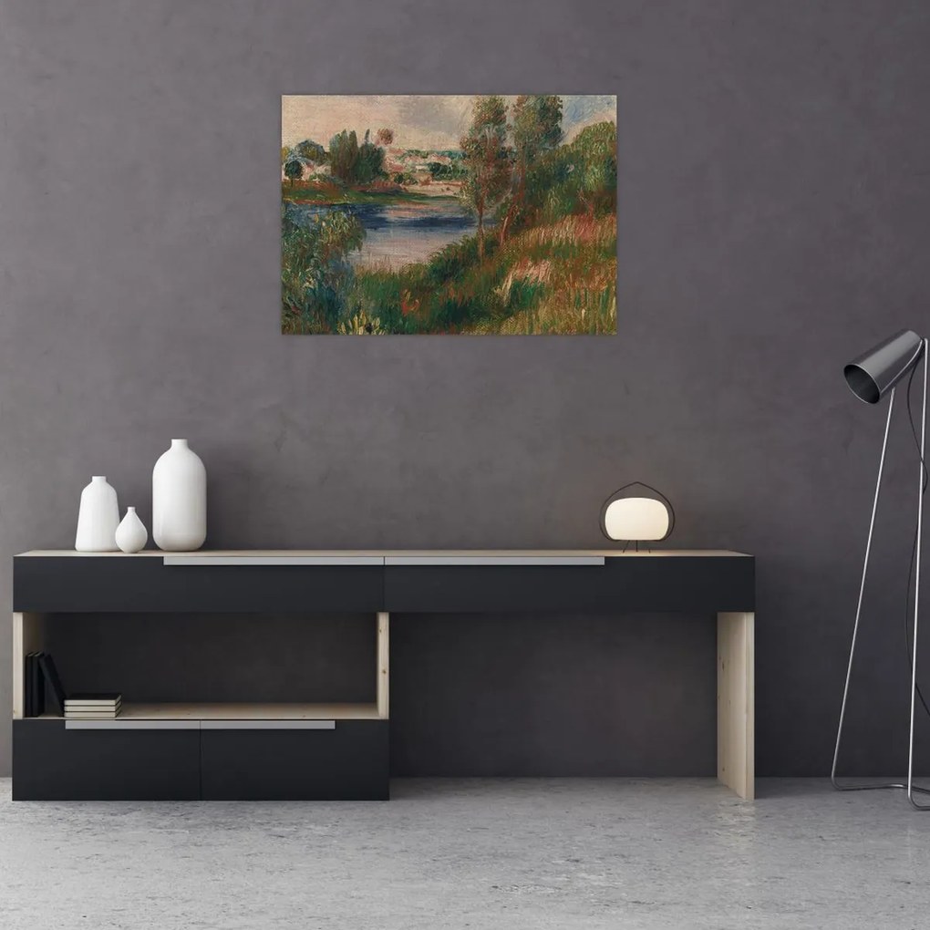 Obraz na szkle - Auguste Renoir, Landscape at Vetheuil, reprodukcje (70x50 cm)