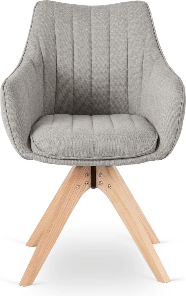 Krzesło Tapicerowane Obrotowe do Salonu LEMON Szare Nowoczesne Skandynawskie