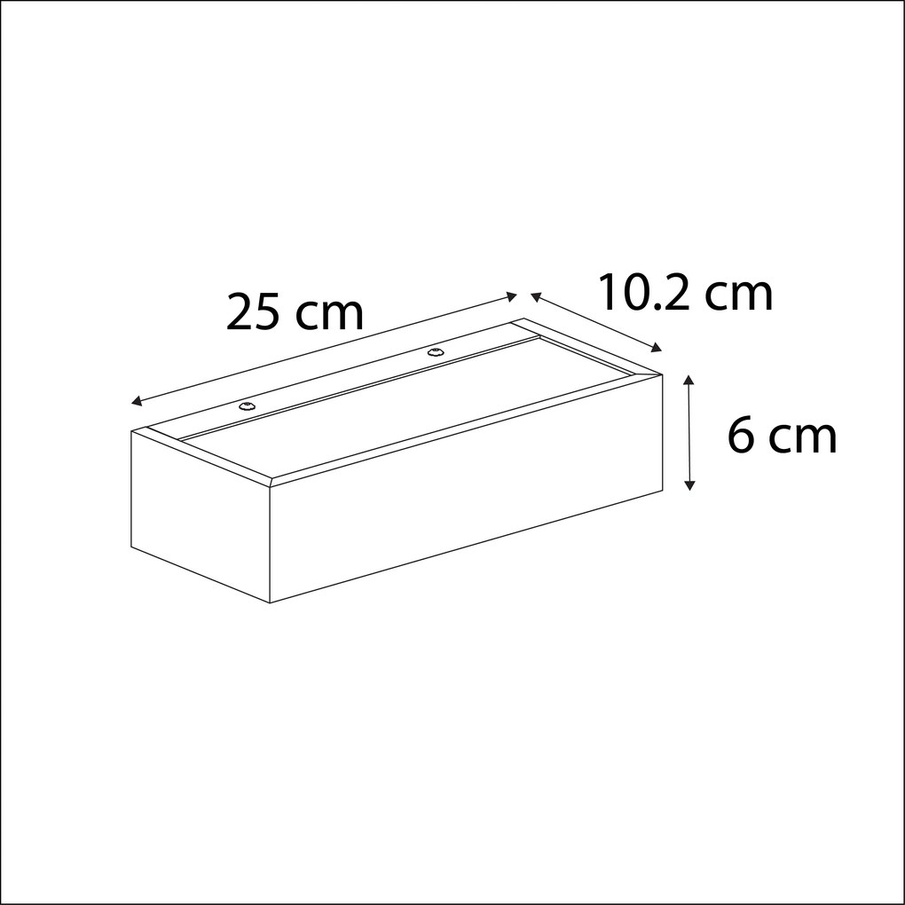 Designerska prostokątna lampa ścienna czarna 25cm - HouxDesignerski Oswietlenie wewnetrzne