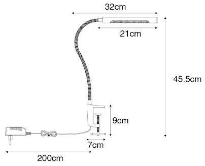 Lampa biurkowa klipsowa stalowa z wbudowanym LED z dotykowym ściemniaczem - Lionard