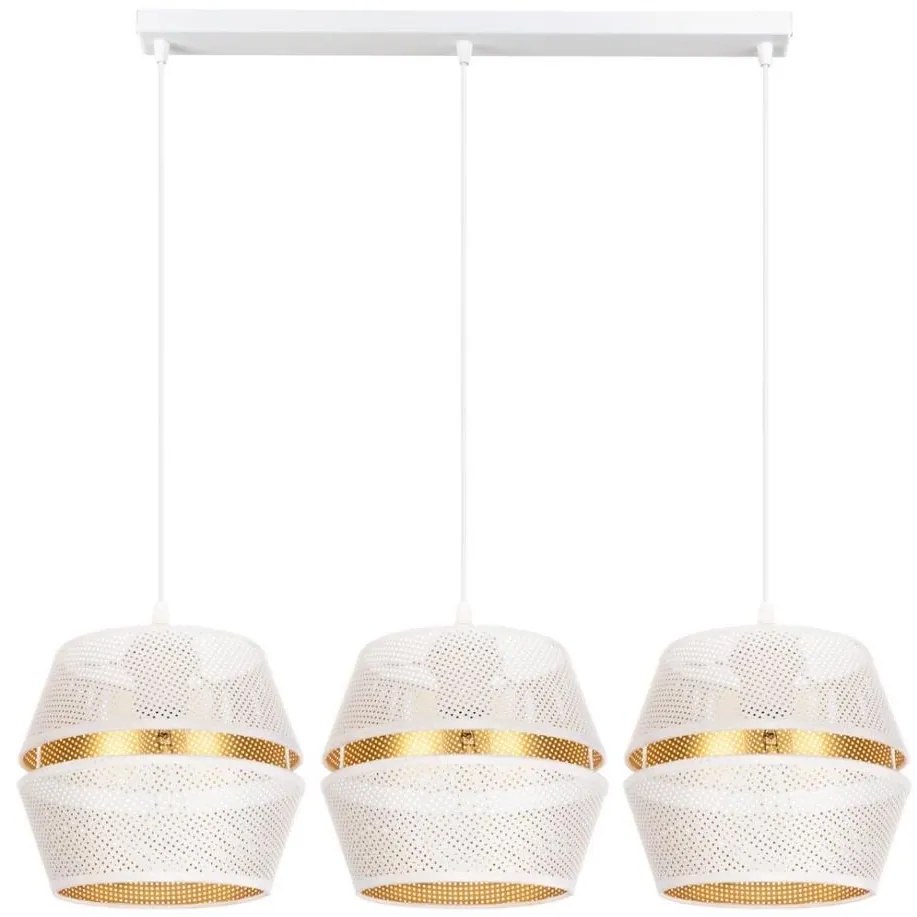 Lampa wisząca PARIS 3xE27/60W/230V biała/złota na linkach