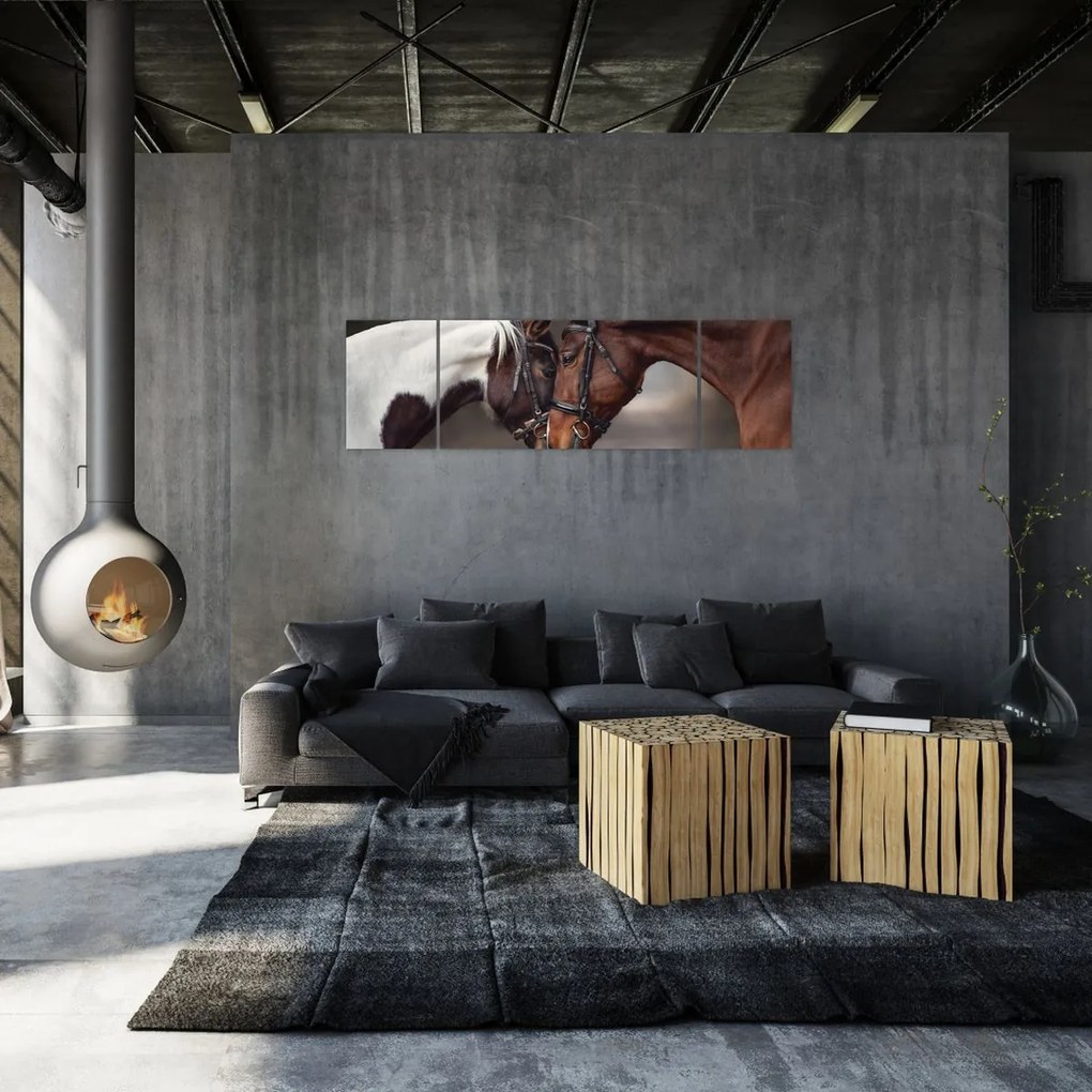 Obraz - Zakochane konie (170x50 cm)