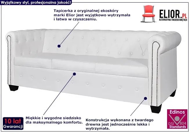 3-osobowa biała sofa w stylu Z8-Z24