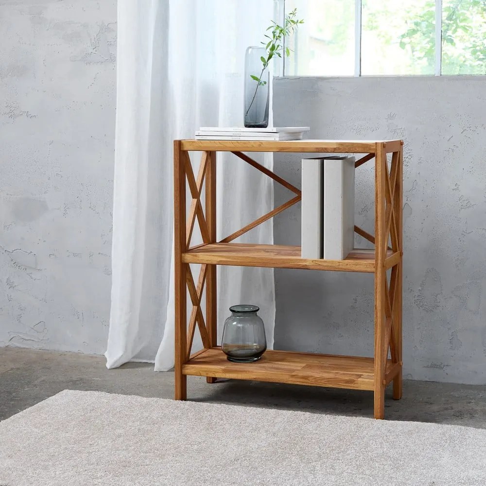Regał z litego drewna dębowego w naturalnym kolorze 70x87 cm X-Shelf – Unique Furniture