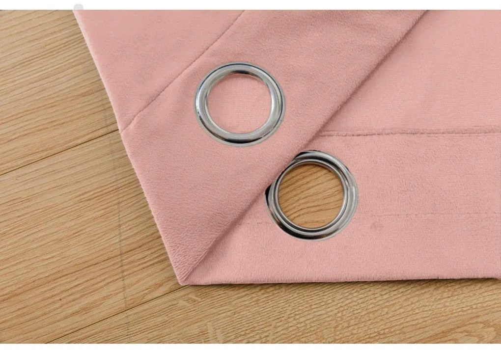 Zasłona zaciemniająca VELVET 140x250 cm, różowa Zawieszanie: Taśma z wiązaniami