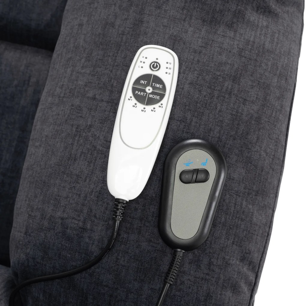 Fotel Masujący FENIX z Funkcją Wstawania Elektrycznie Rozkładany Ciemny Popiel Nowoczesny