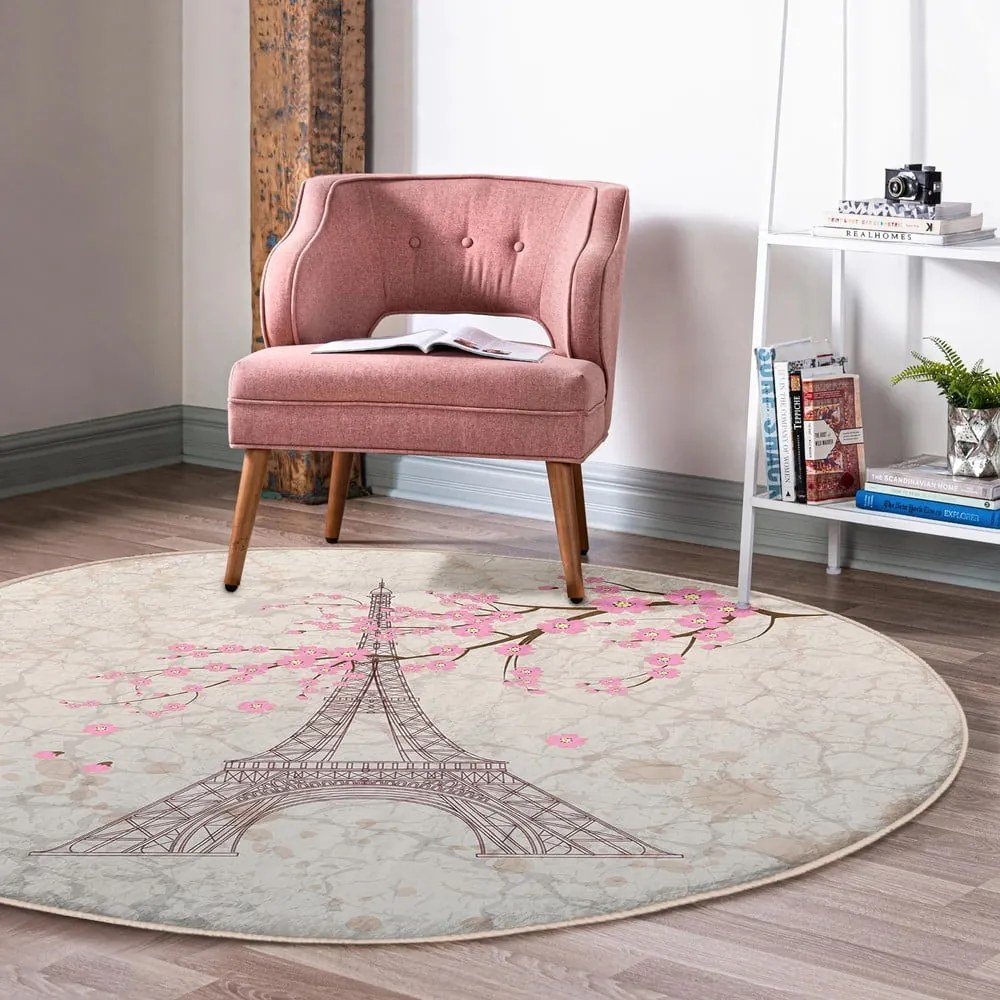 Jasnoróżowy okrągły dywan odpowiedni do prania i robotów sprzątających ø 80 cm Comfort – Mila Home