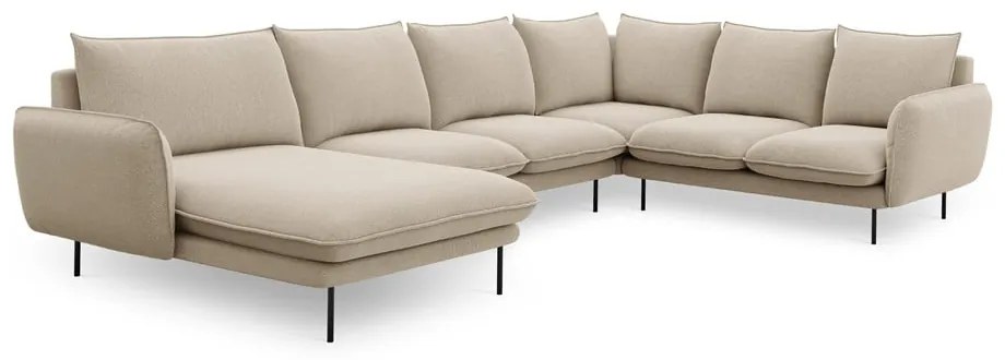 Beżowa sofa w kształcie litery U Cosmopolitan Design Vienna, prawostronna