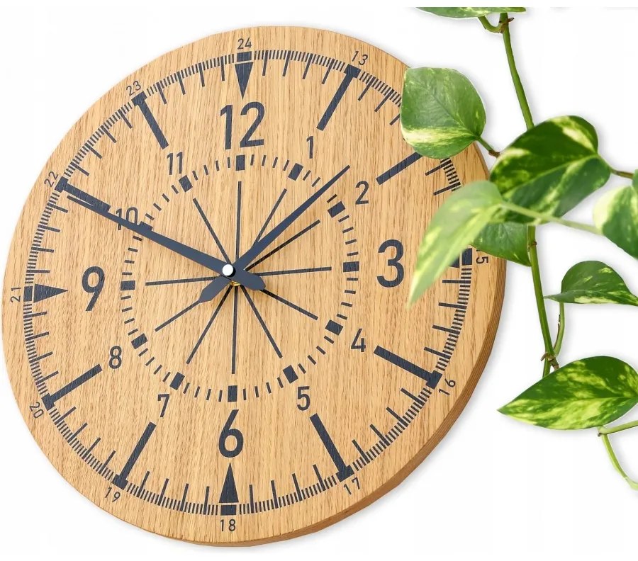 Zegar na ścianę nowoczesny drewniany z cichym mechanizmem okrągły solidny