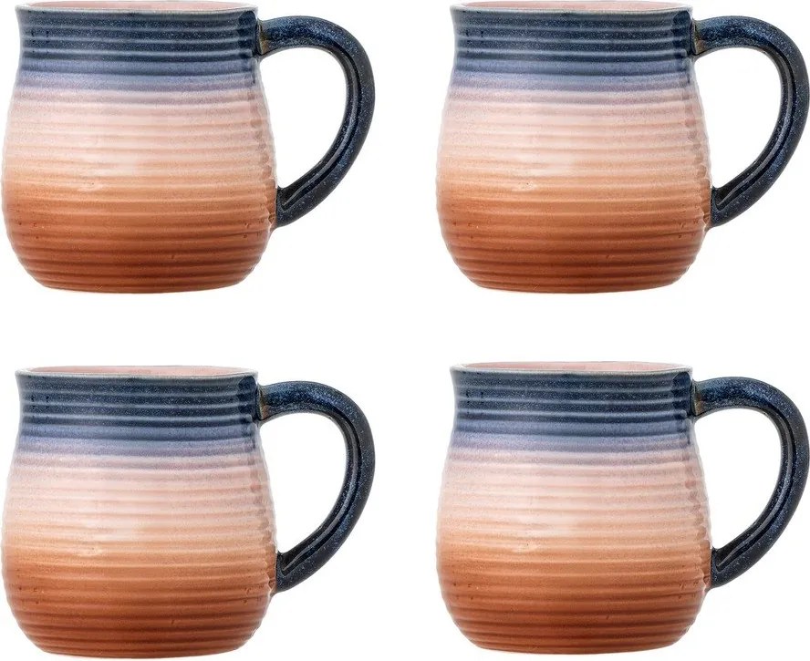 Niebiesko-pomarańczowe kubki ceramiczne zestaw 4 szt. 200 ml Tatum – Bloomingville