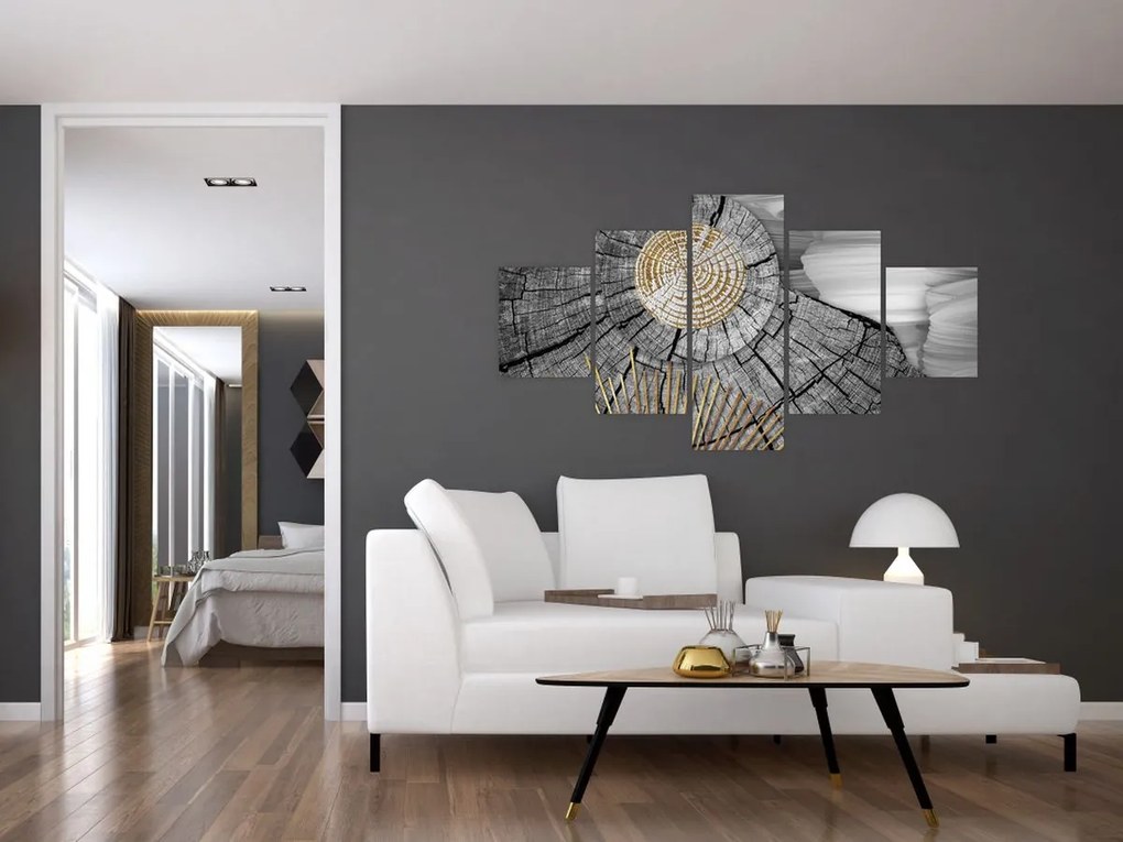 Obraz - Pień drzewa w kolażu (125x70 cm)