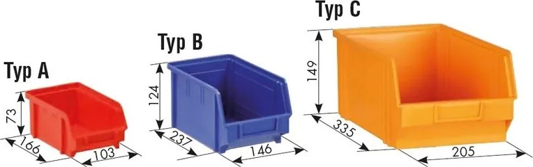 Regał z plastikowymi pojemnikami BASIC - 800 x 400 x 920 mm, 18x B, 4x C