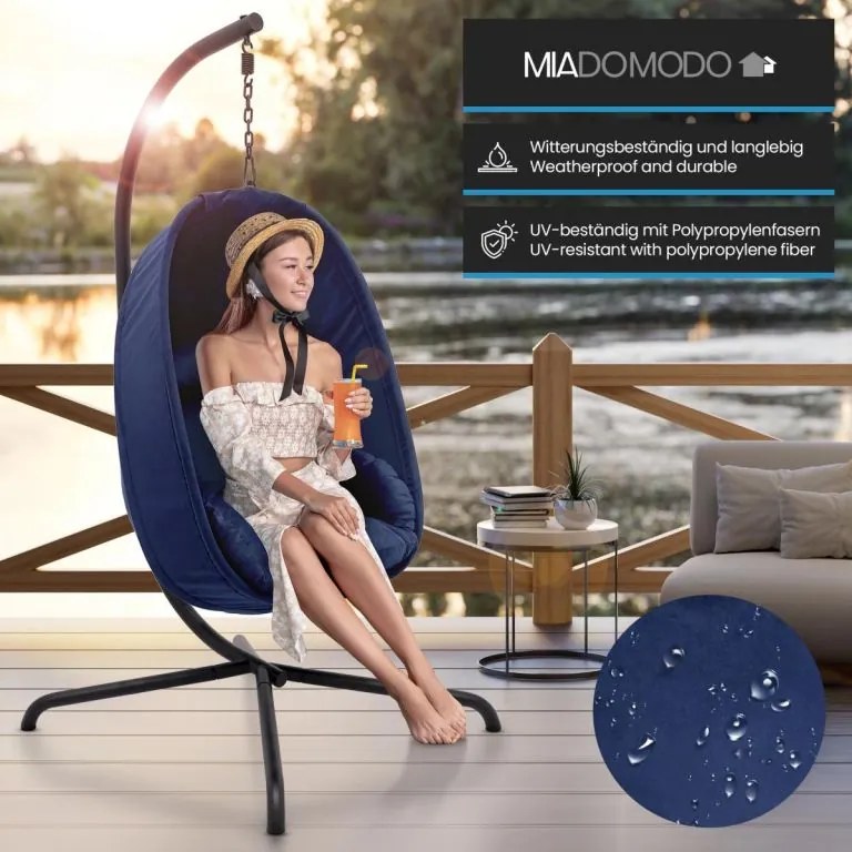 Fotel bujany podwieszany MIADOMODO niebieski, nośność 160 kg