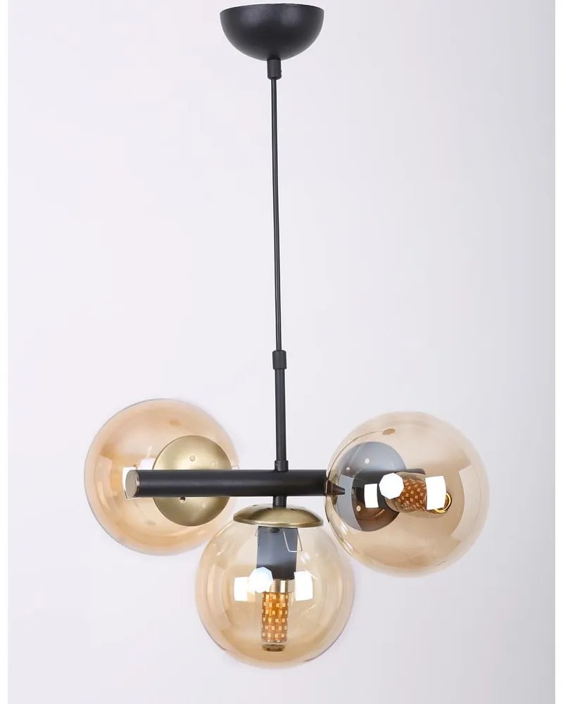 Żółto-czarna lampa wisząca ze szklanym kloszem ø 15 cm Cascade – Squid Lighting