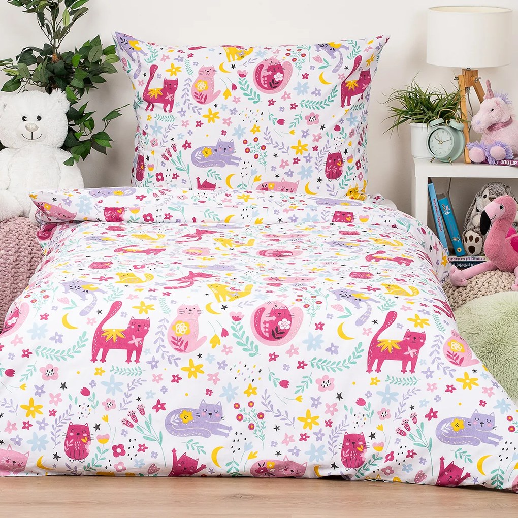 4Home Dziecięca pościel bawełniana Playful Paws, 140 x 200 cm, 70 x 90 cm