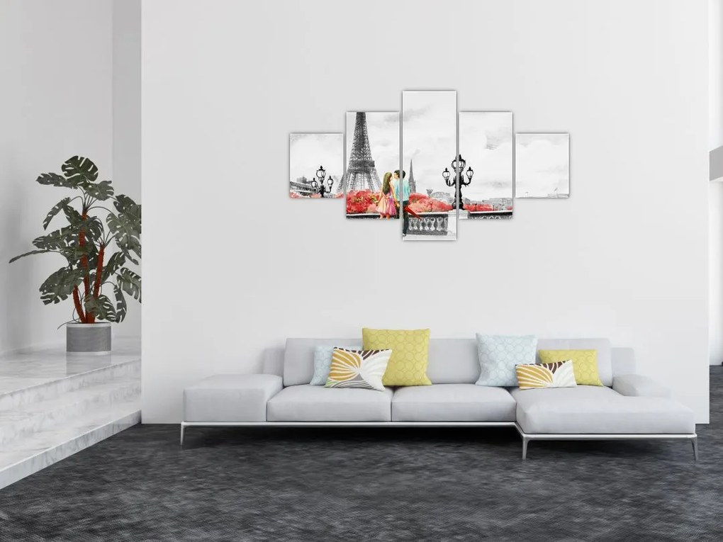 Obraz - Kochankowie w Paryżu (125x70 cm)
