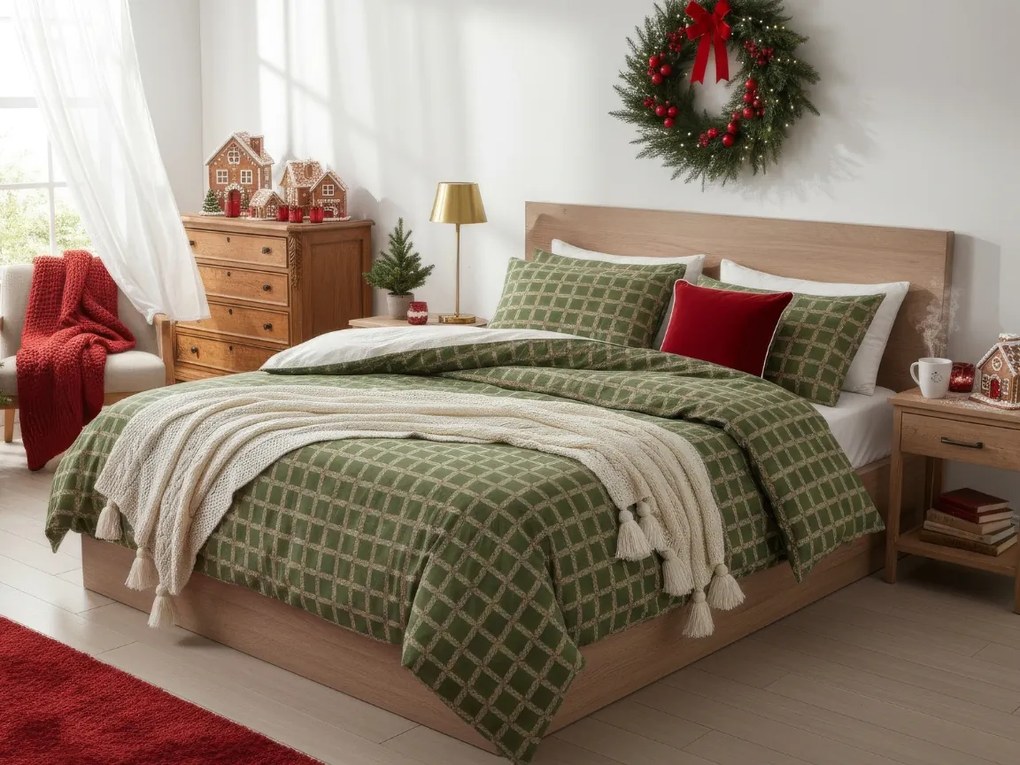 PrzytulneMieszkanie.pl PrzytulneMieszkanie.pl Pościel z bawełny renforcé BLOMORA zielona Rozmiar pościeli: 70 x 90 cm | 140 x 220 cm