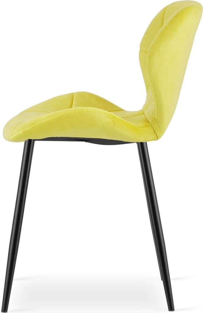 Krzesło do jadalni MANGO VELVET z czarnymi nogami, żółte