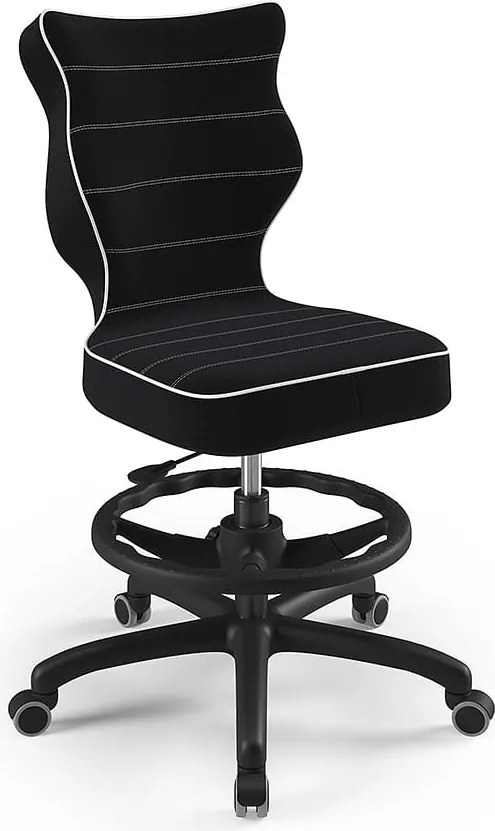Obrotowe krzesło dla nastolatka Petit Black rozmiar 6 (159-188 cm) z podnóżkiem