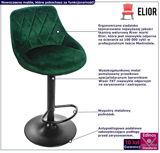 Zielony welurowy hoker obrotowy - Melux 4X