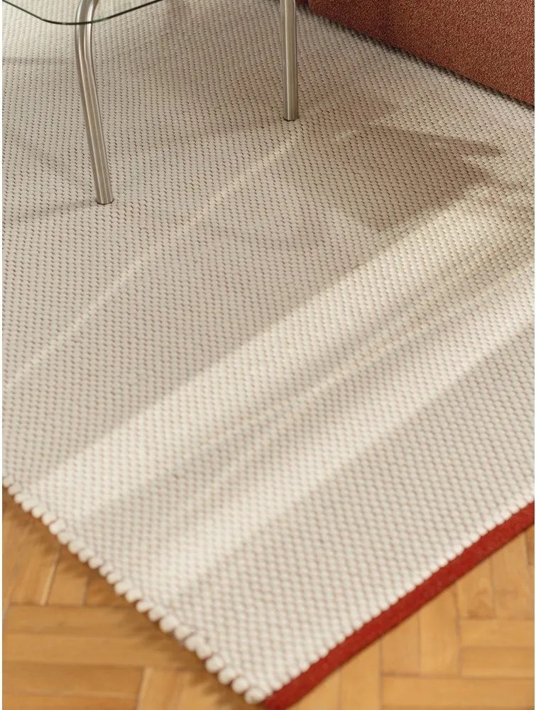Czerwony/beżowy wełniany chodnik tkany ręcznie 80x170 cm Lenu – noo.ma