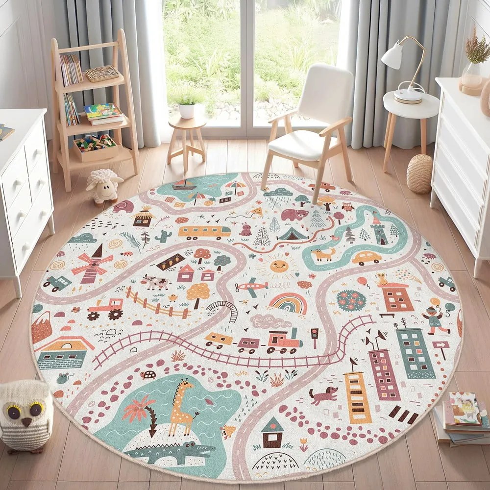 Dziecięcy dywan do zabawy odpowiedni do prania ø100 cm Furry World – Mila Home