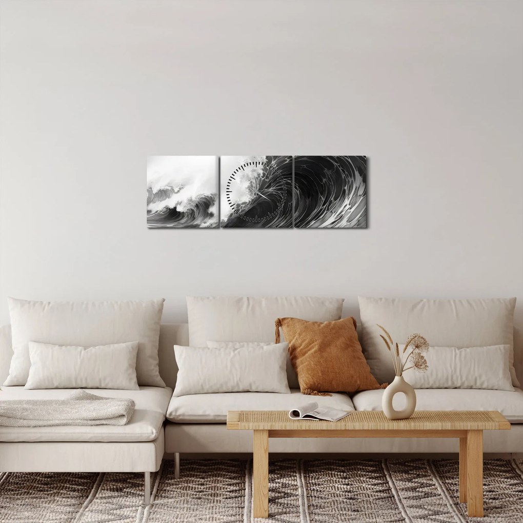 Obraz - Malowanie fal (z zegarem) (90x30 cm)