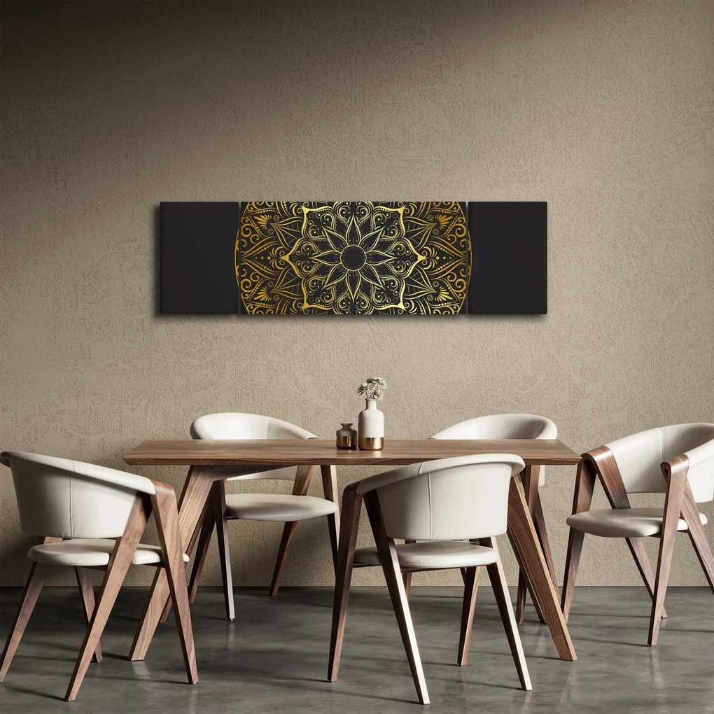 Obraz złotej abstrakcji (170x50 cm)