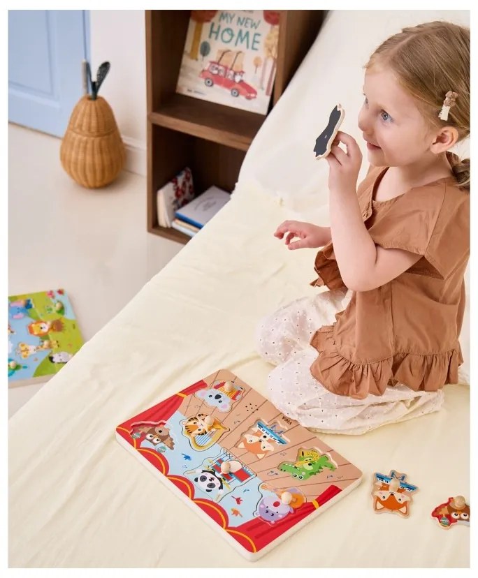 Viga puzzle dźwiękowe dopasuj muzykujące zwierzęta