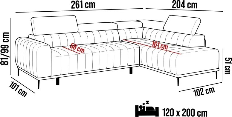 Narożnik GANDI 120 Lewostronny system włoski Salvador 01 Beżowy WERSAL