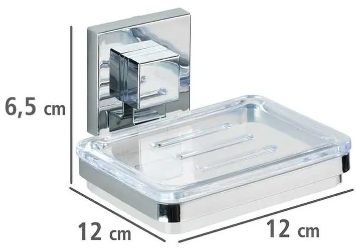 Samoprzylepny plastikowy zestaw akcesoriów łazienkowych w kolorze srebra z połyskiem Quadro – Wenko