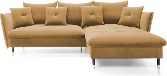 Narożnik GLAM Prawostronny z funkcją spania, zestaw z poduszkami wolnostojący tkanina RIVIERA 41 Platynowy DOMO HOME