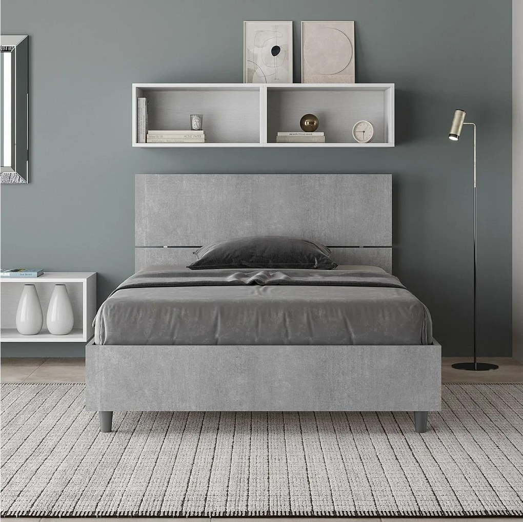 Łóżko wyposażone w stelaż z listwami 120x200 Prosty zagłówek cementu Demas
