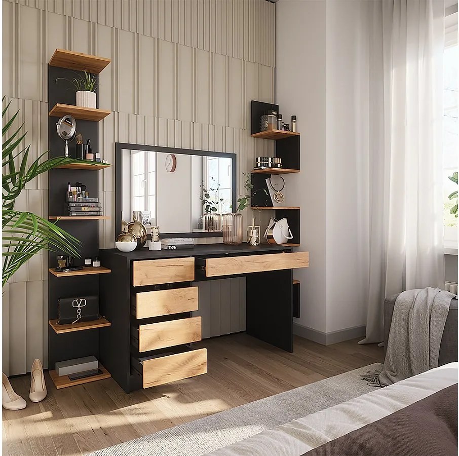 Toaletka antracyt/złoty dąb 120x55x75 sherry