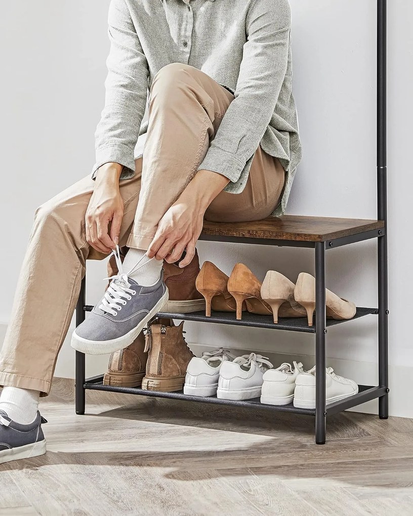 Ściana do przedpokoju TAYLOR z szafką na buty 180x64 cm, rustykalny brąz