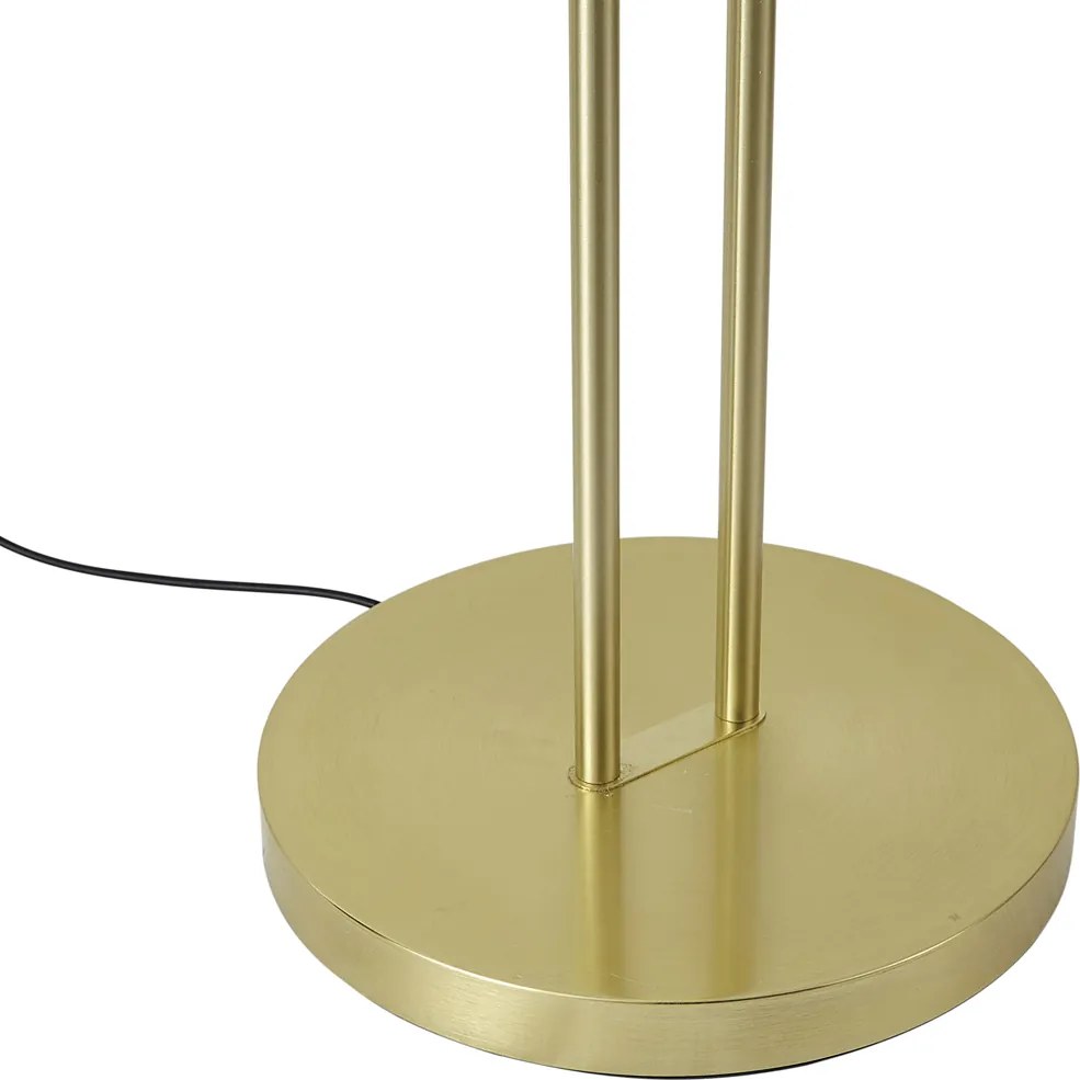 Nowoczesna lampa stojąca złota z ramieniem do czytania, w tym LED i ściemniacz - Divo