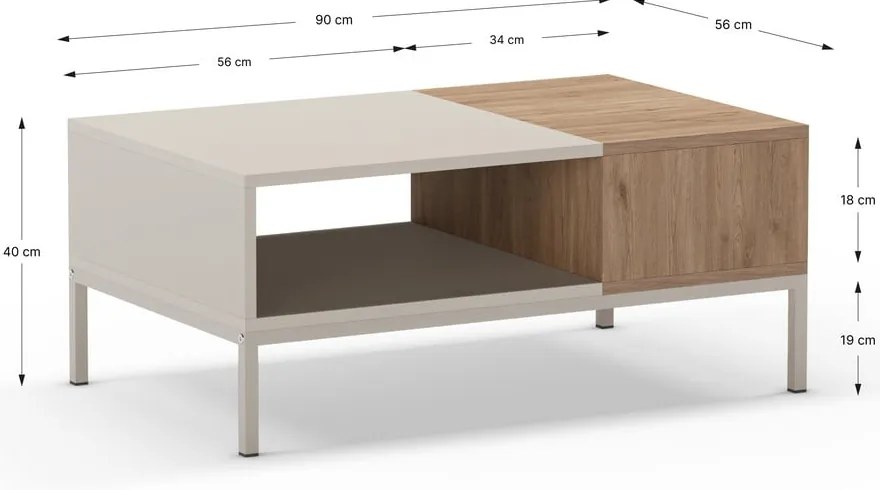 Kremowy stolik 56x90 cm Cailin – Marckeric