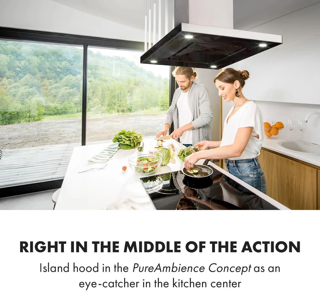 Klarstein Valeria 90cm 558.3 m³/h Okap Wyspowy Czarny