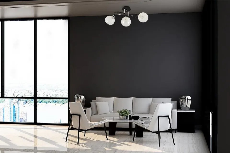 Czarny żyrandol z zawijanym metalowym ramieniem - V191 M7-M47